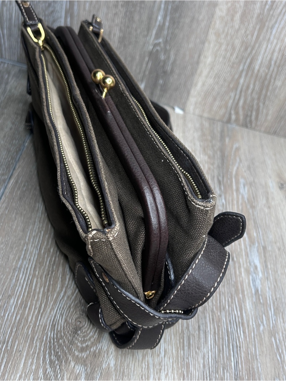 Etienne Aigner Brown Crossbody Bag |
Canvas Messenger w/ Leather Strap - Picture 9 of 16